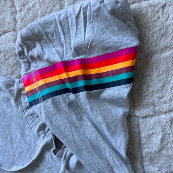 Victoria’s Secret PINK | Gray Logo Rainbow Tee Shirt Hoodie | Size Small - Picture 4 of 10